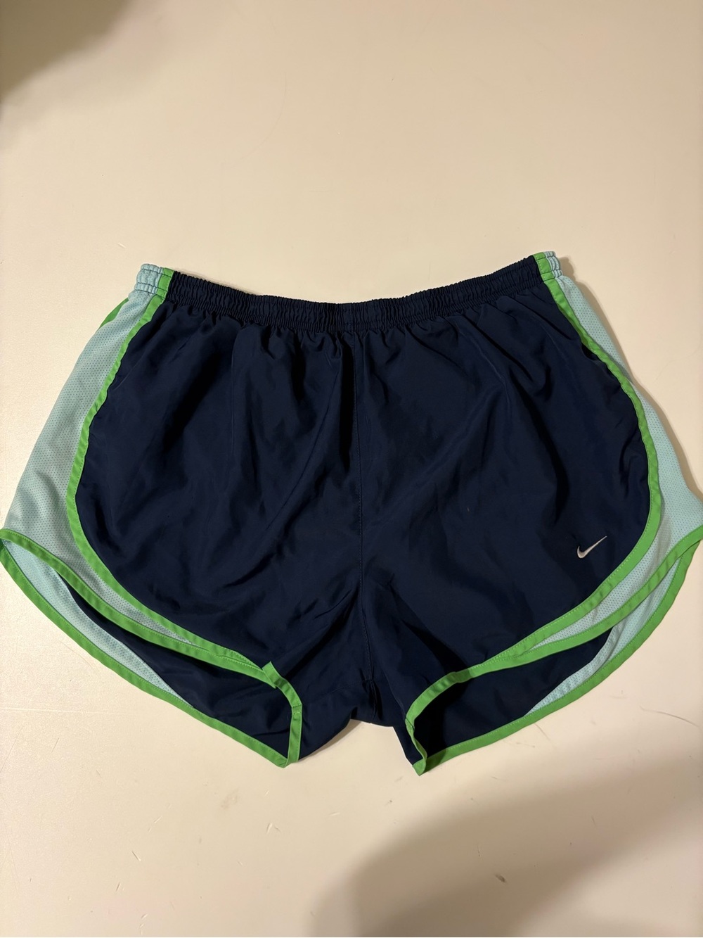 Nike Navy Athletic Shorts with Lime Trim